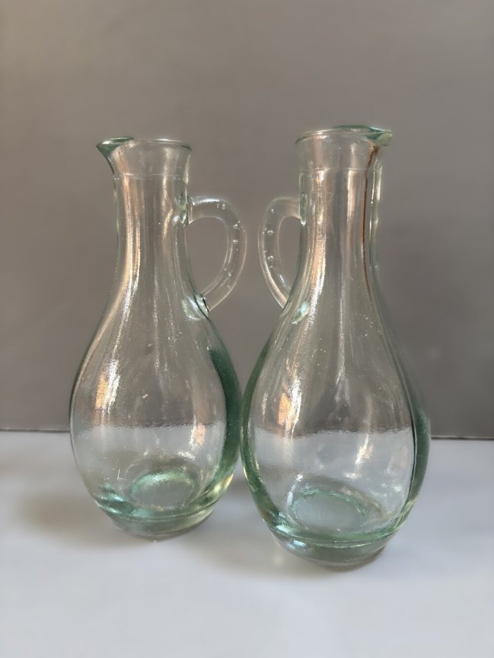 Syrup Pitchers set of 2 Small Glass Minamalist Design